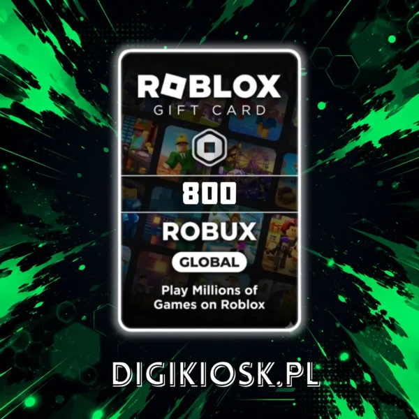 Doładowanie Roblox Gift Card 800 Robux - kod cyfrowy Global, DigiKiosk